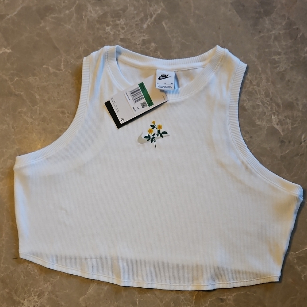 Pretty Womens Nike White Crop Tank Top Sleeveless Size Xl